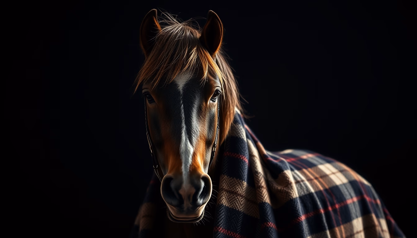 horse blanket wool plaid in editorial style