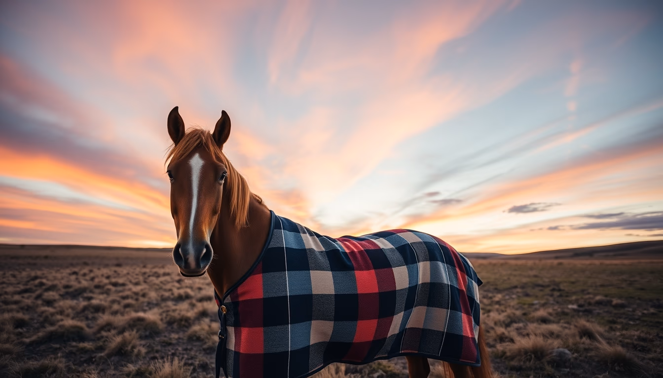 horse blanket wool plaid in editorial style