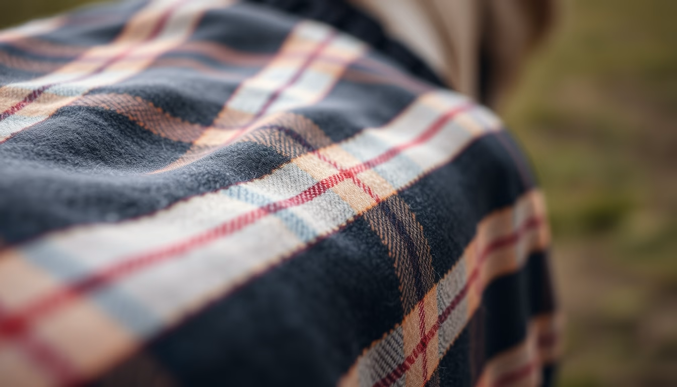 horse blanket wool plaid in editorial style