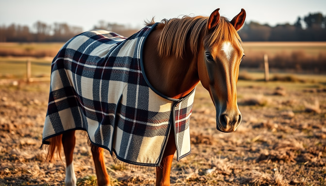 horse blanket wool plaid in editorial style