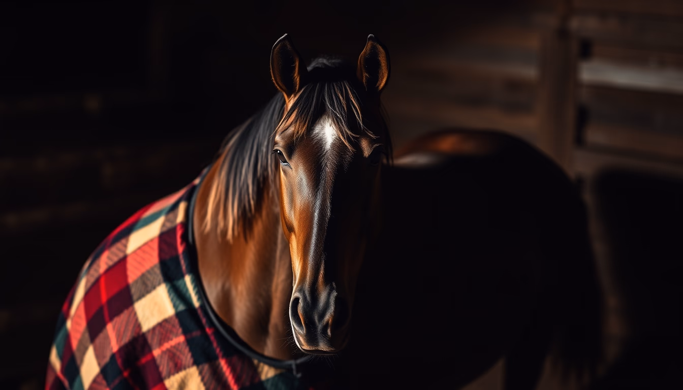 horse blanket wool plaid in editorial style