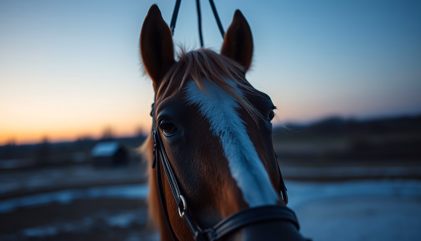 horse bridle hanging in editorial style