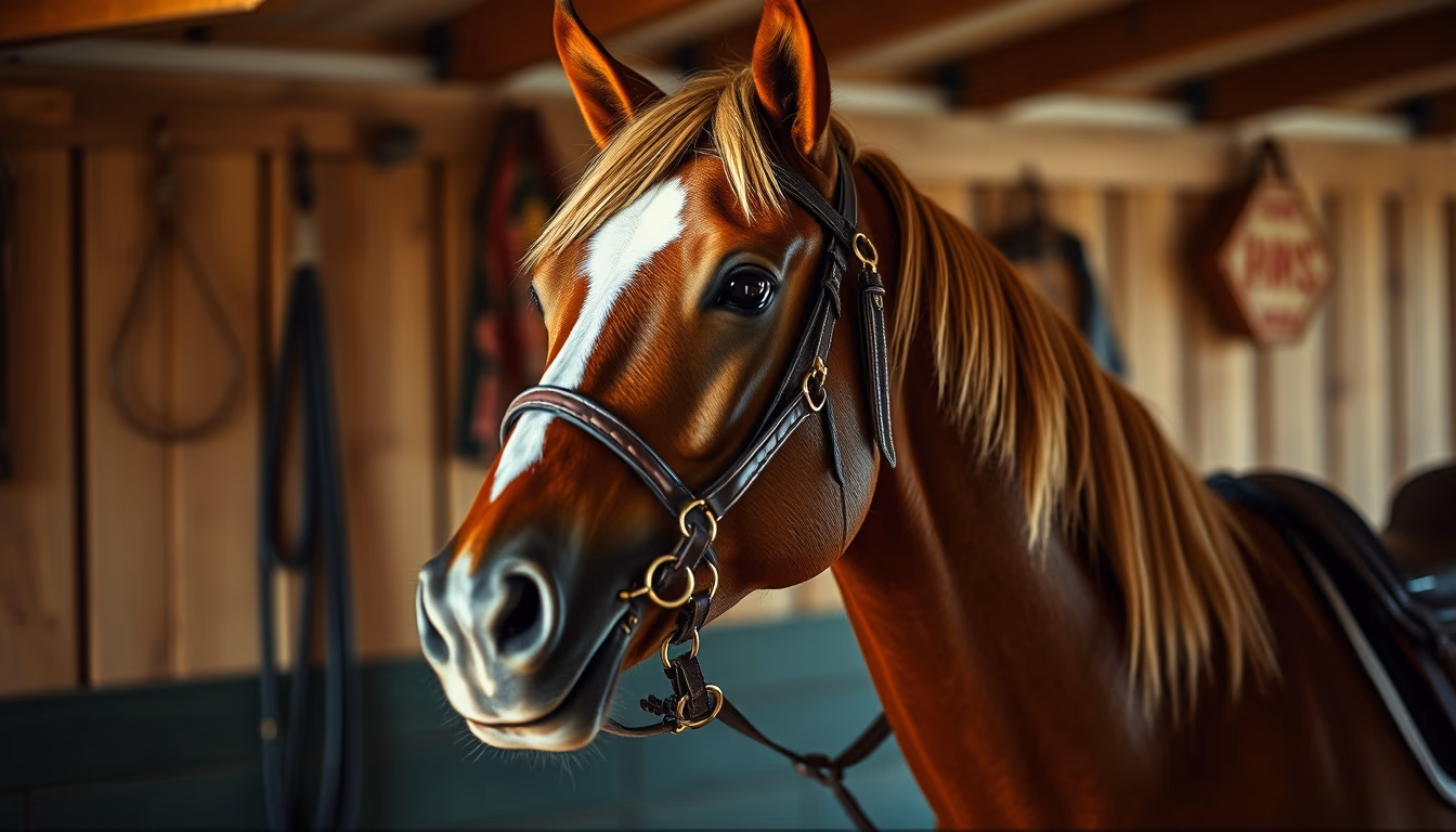 horse bridle hanging in editorial style