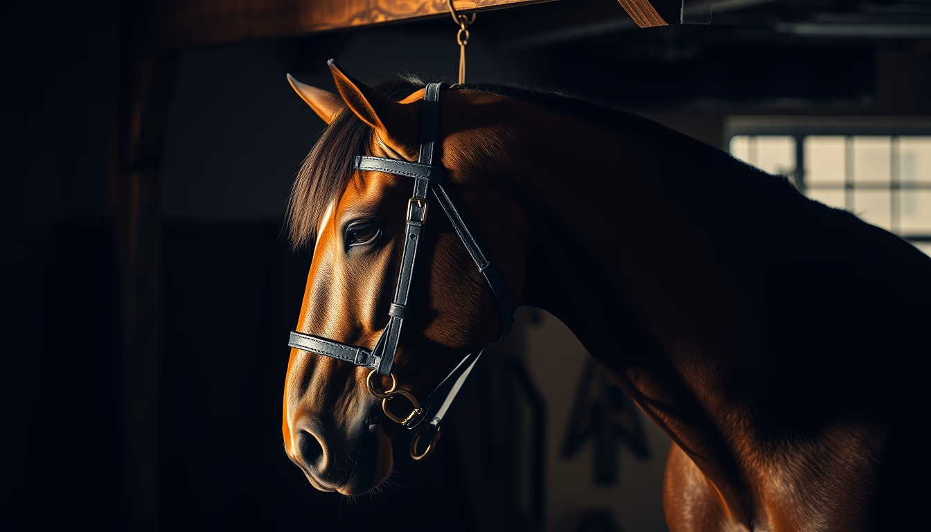 horse bridle hanging in editorial style