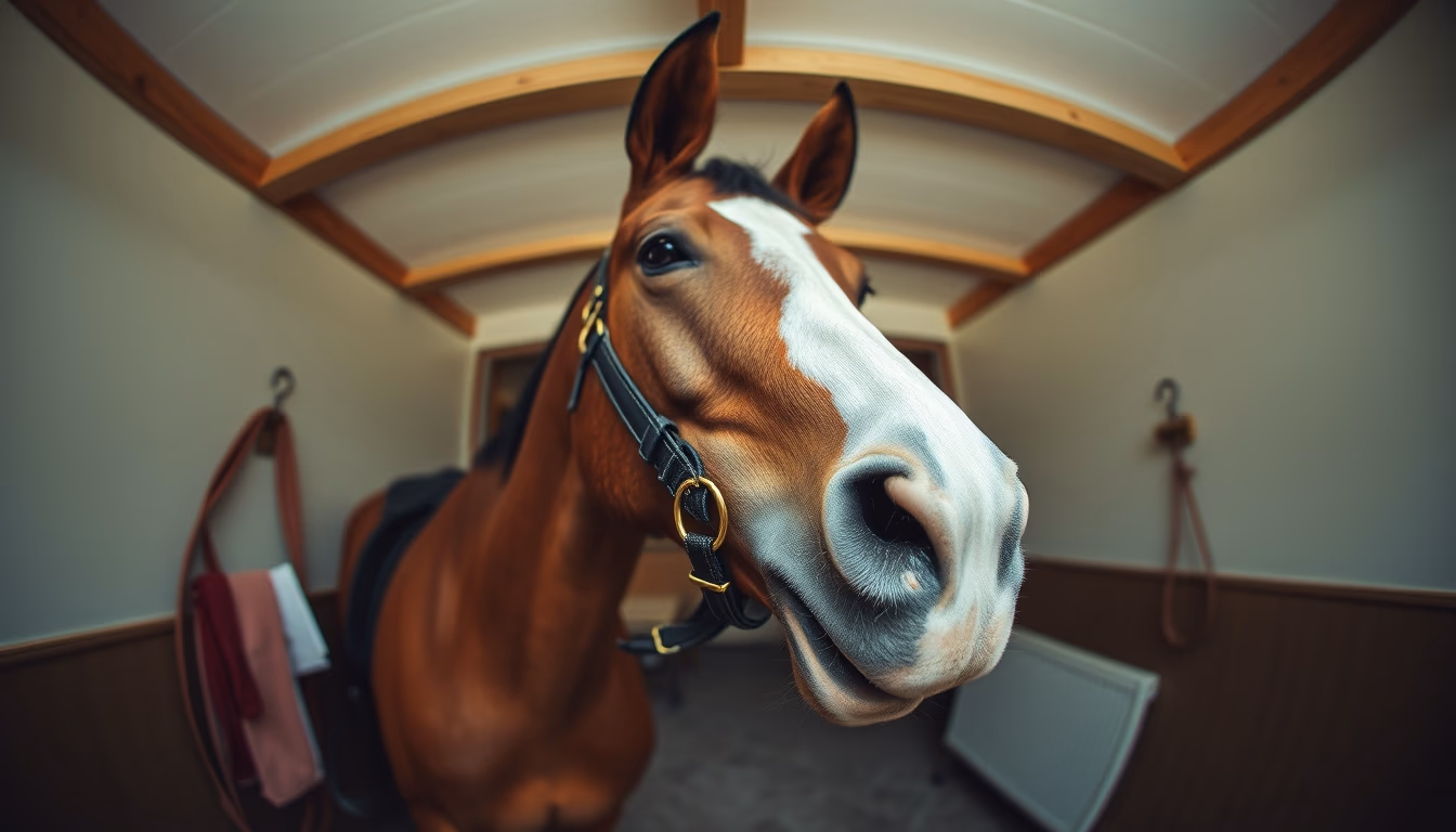 horse bridle hanging in editorial style