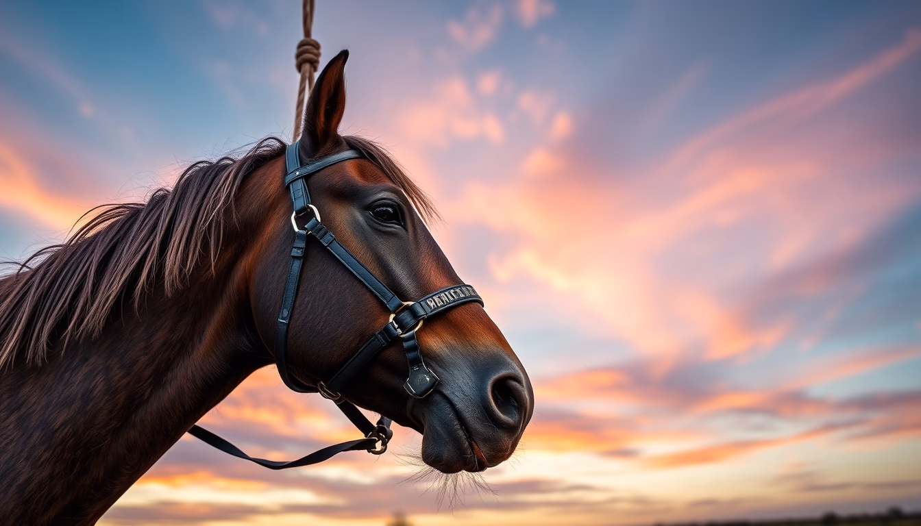 horse bridle hanging in editorial style