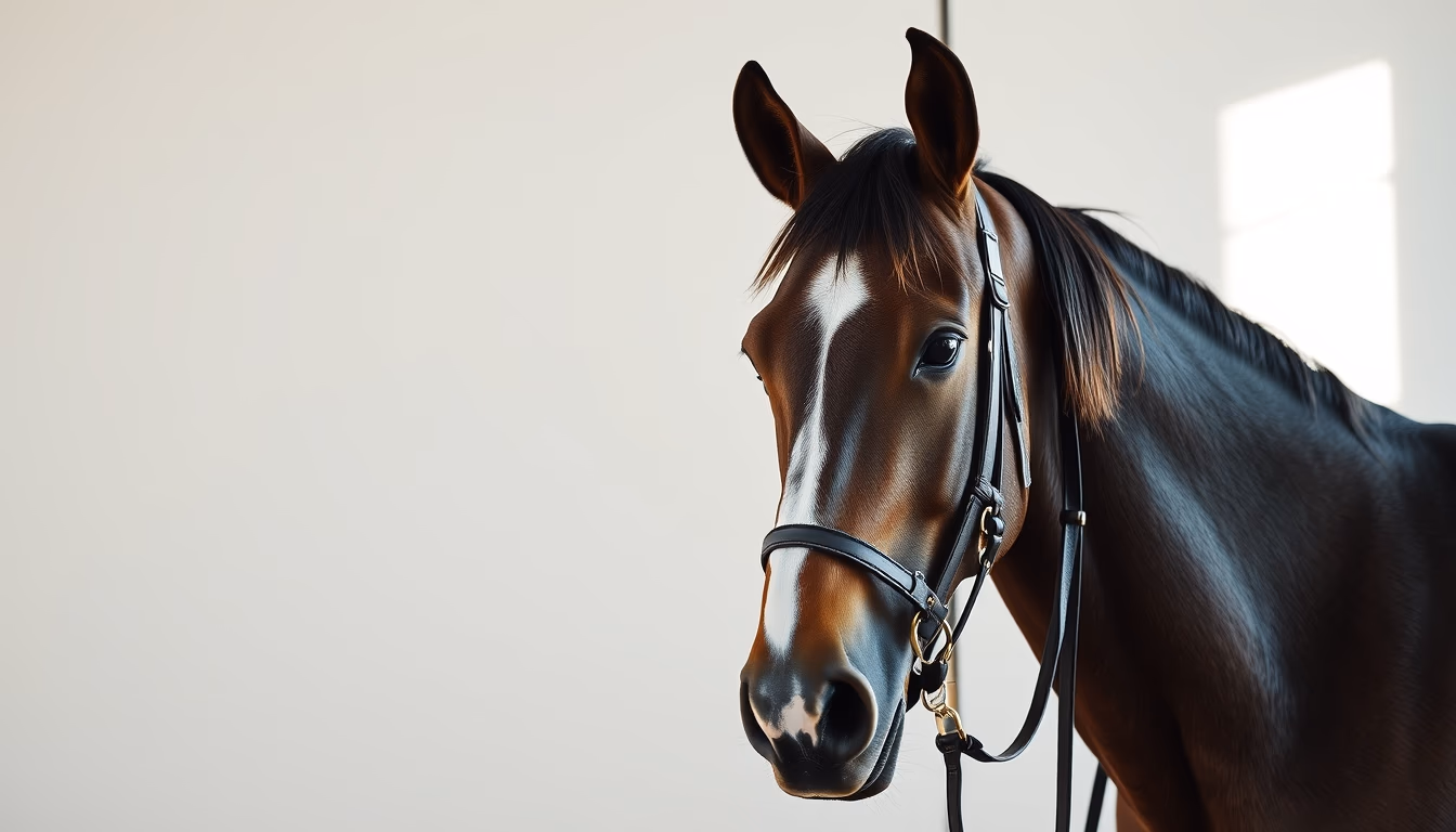 horse bridle hanging in editorial style