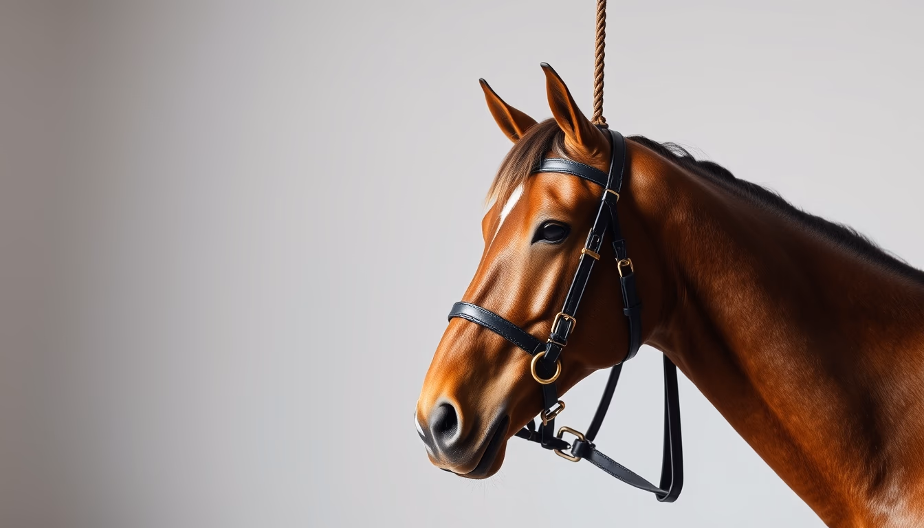 horse bridle hanging in editorial style