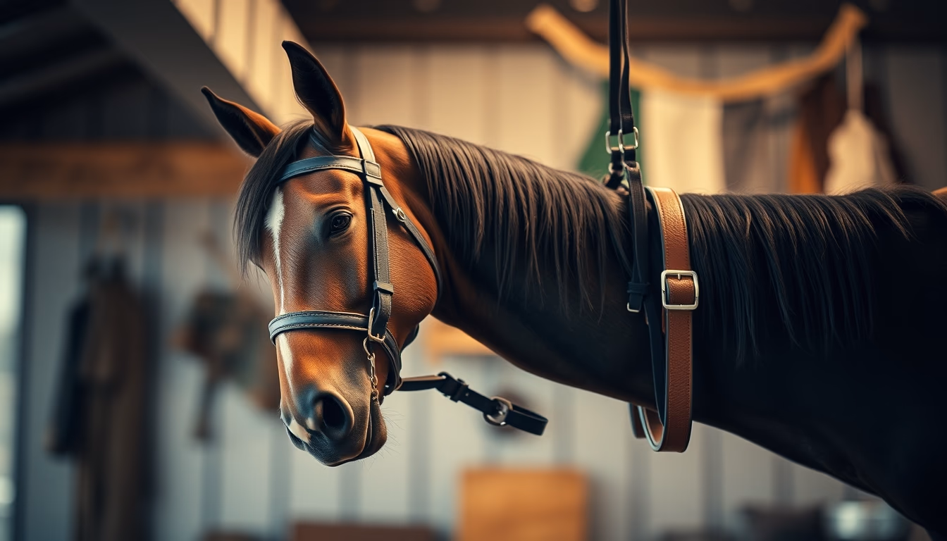 horse bridle hanging in editorial style