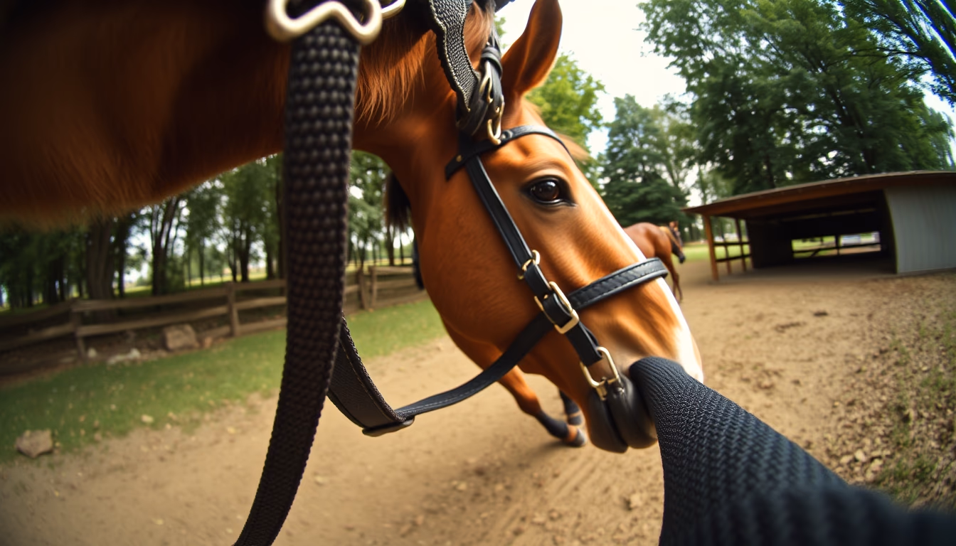 horse bridle reins in editorial style