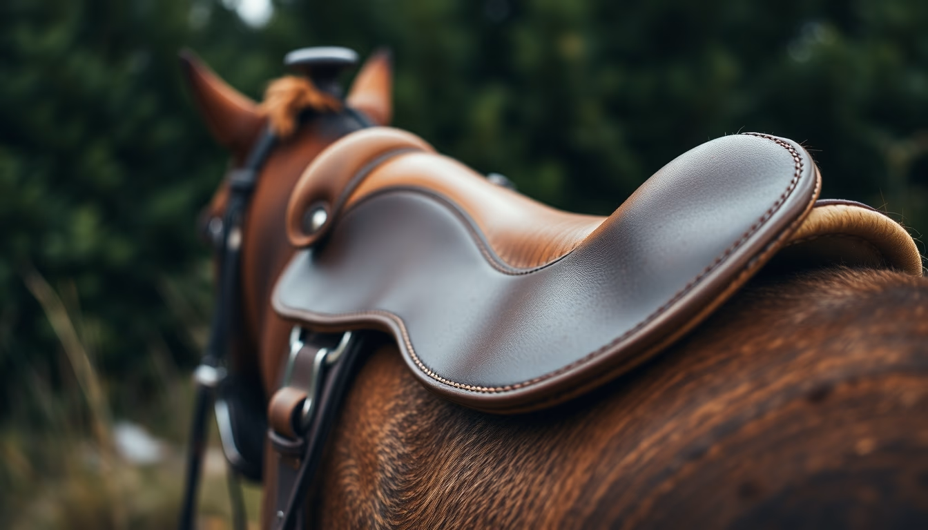 horse saddle leather in editorial style