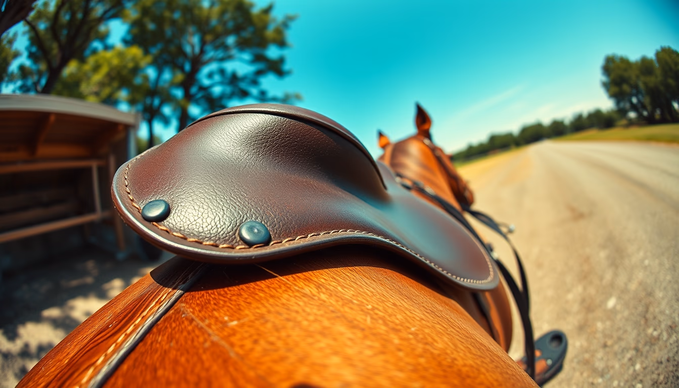 horse saddle leather in editorial style