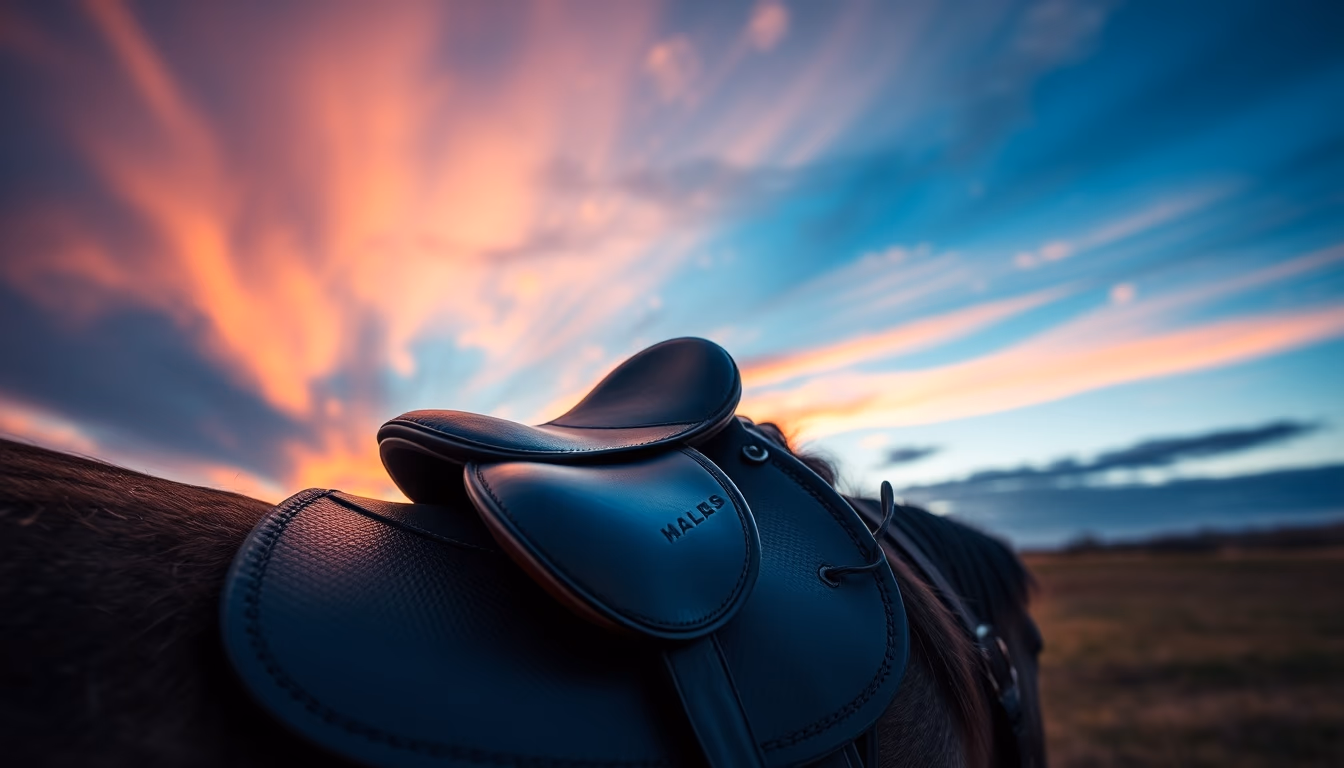 horse saddle leather in editorial style