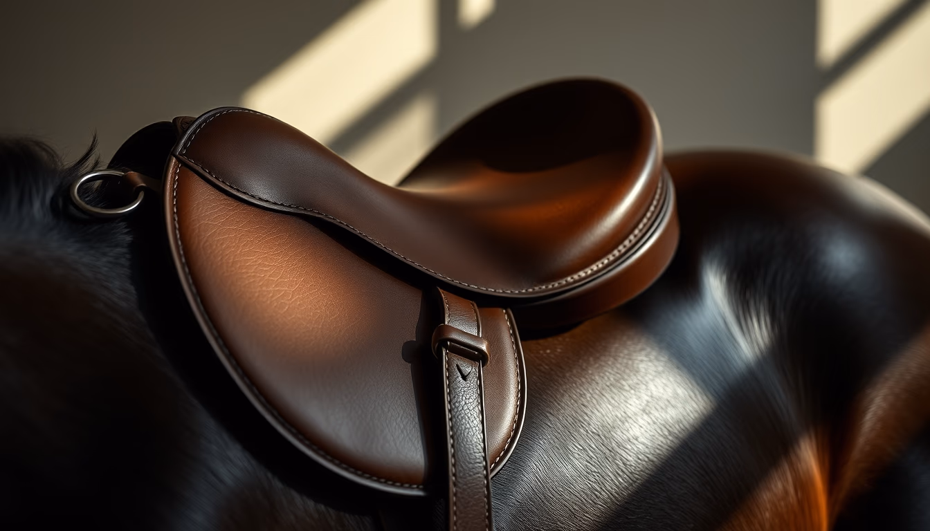 horse saddle leather in editorial style