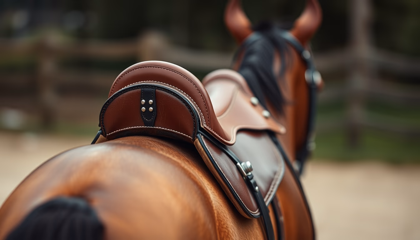 horse saddle leather in editorial style