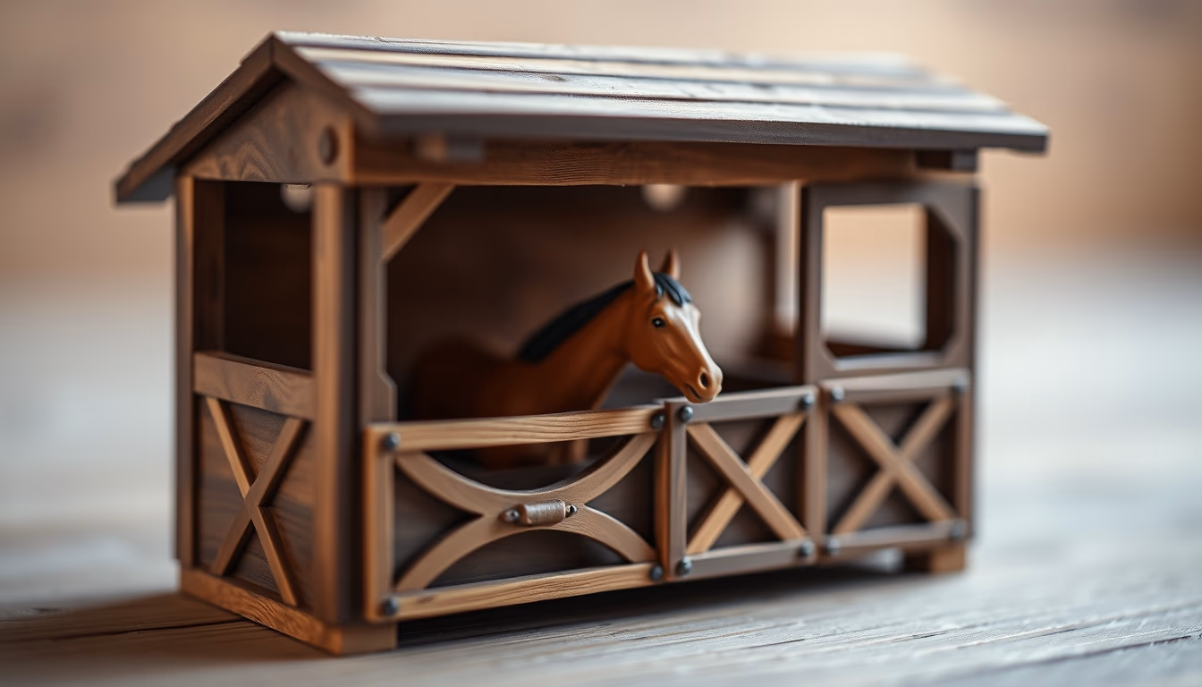 horse stable wooden box in editorial style