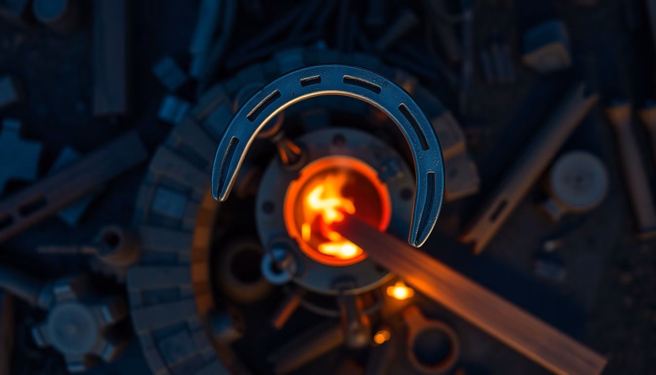 horseshoe iron forge in editorial style