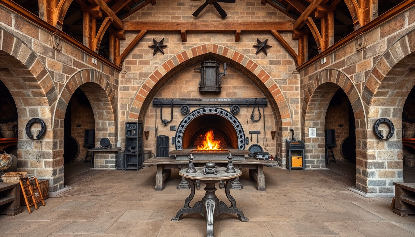 horseshoe iron forge in editorial style