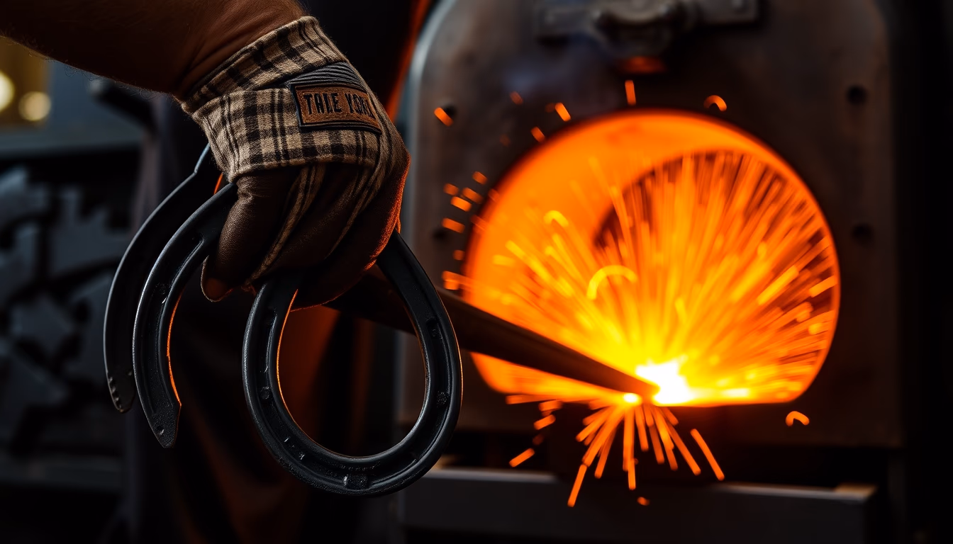 horseshoe iron forge in editorial style