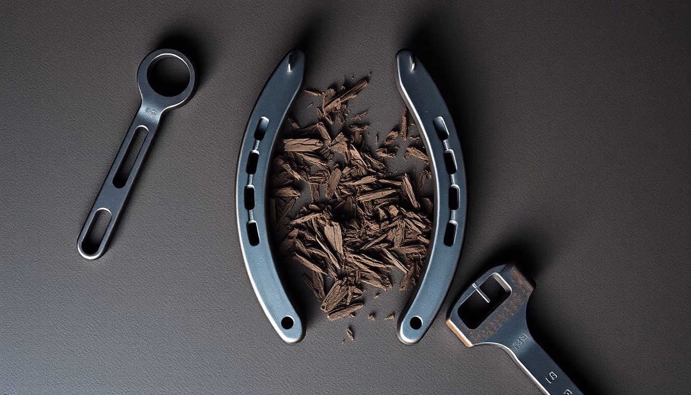 horseshoe iron forge in editorial style