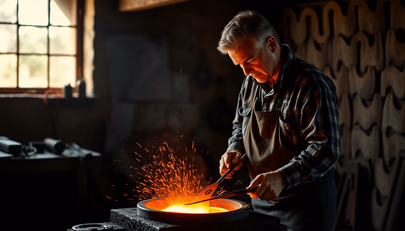 horseshoe iron forge in editorial style