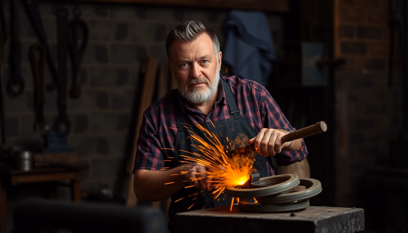 horseshoe iron forge in editorial style