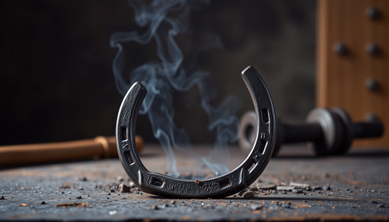 horseshoe iron forge in editorial style