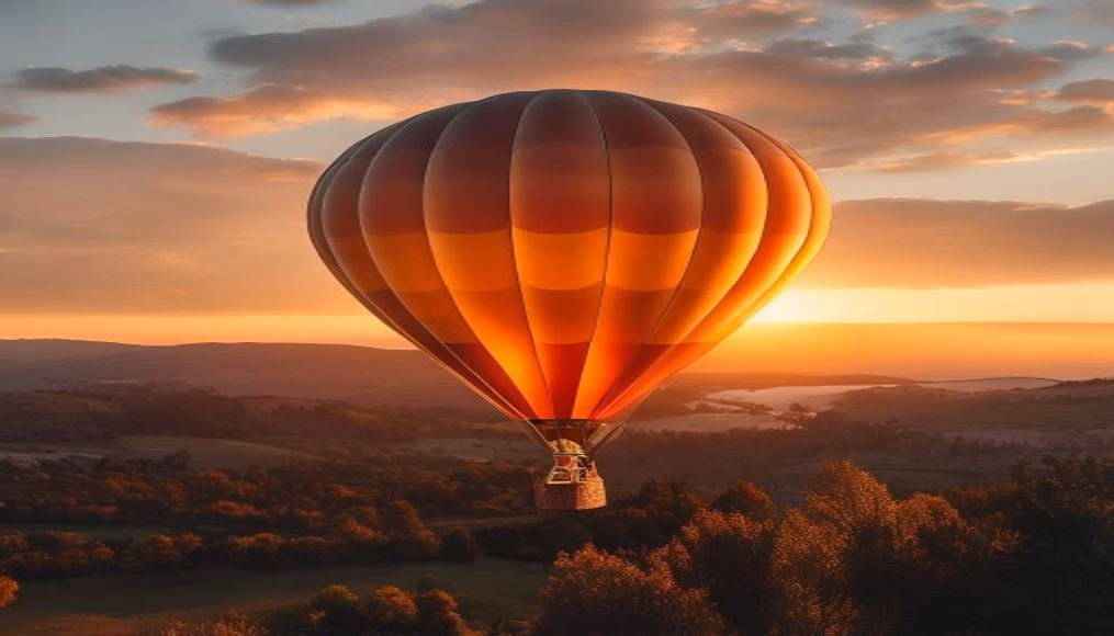hot air balloon basket in editorial style