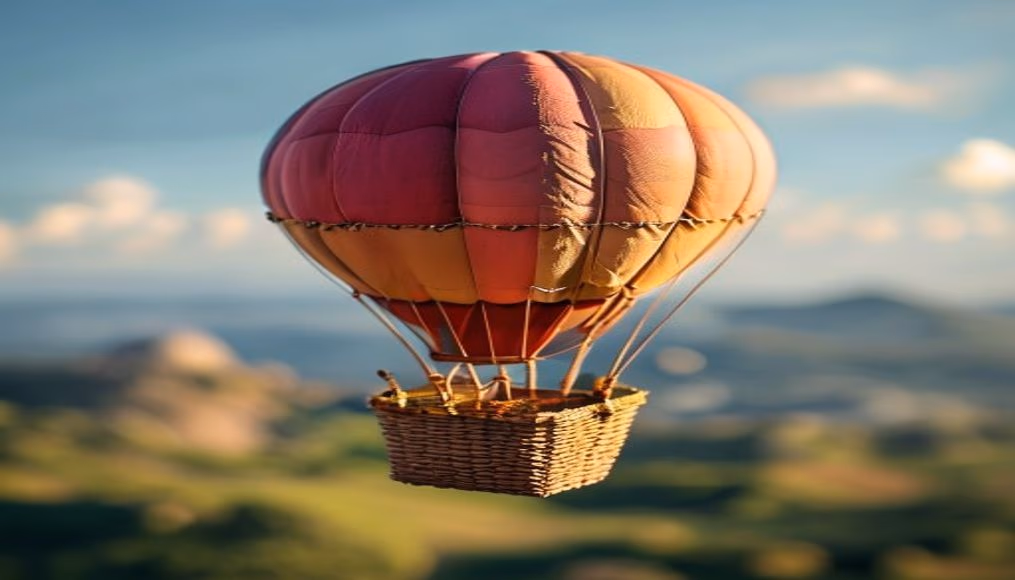 hot air balloon basket in editorial style