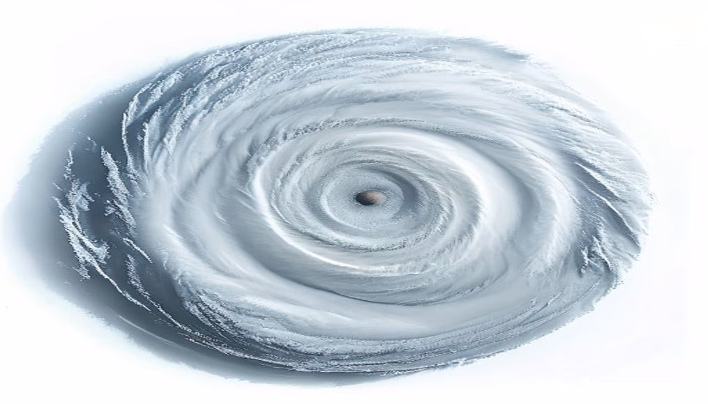 hurricane eye satellite in editorial style