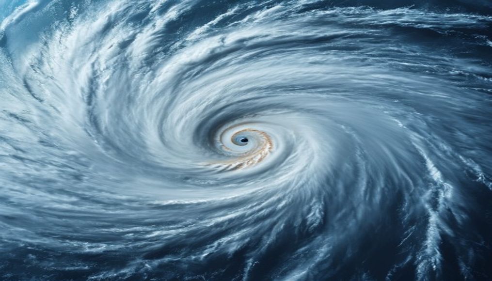 hurricane eye satellite in editorial style