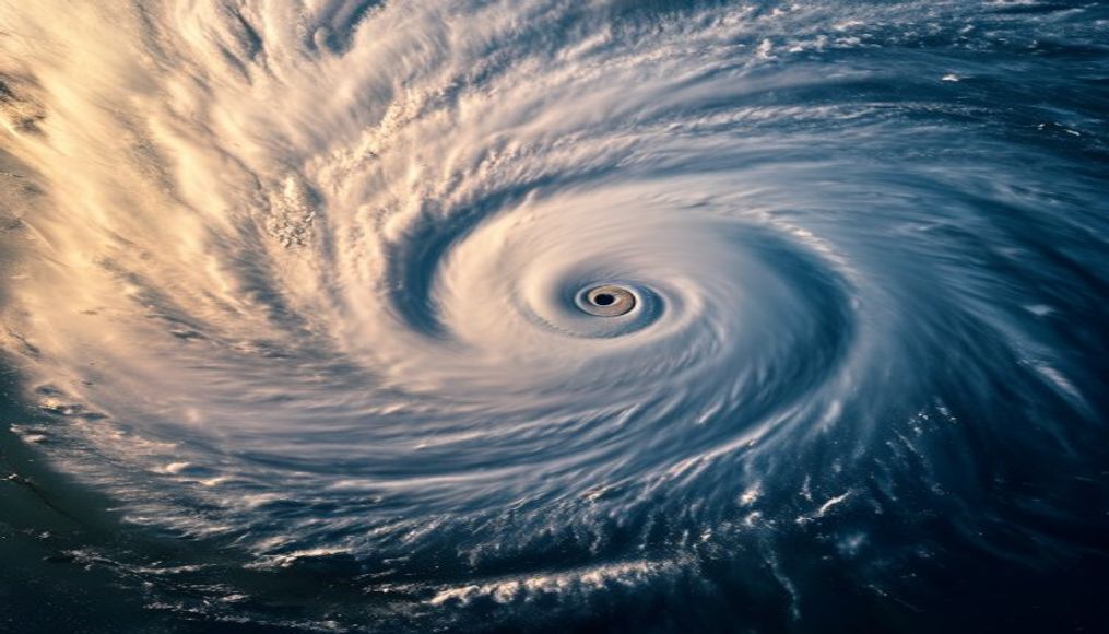 hurricane eye satellite in editorial style