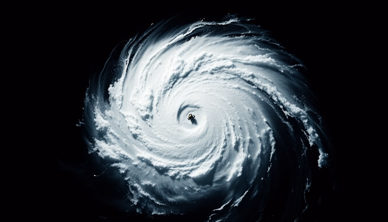 hurricane spiral satellite in editorial style