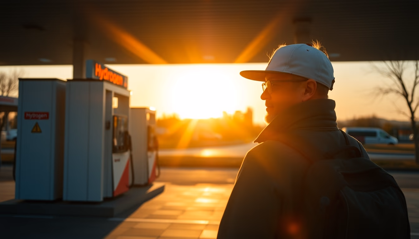 hydrogen fuel station in editorial style