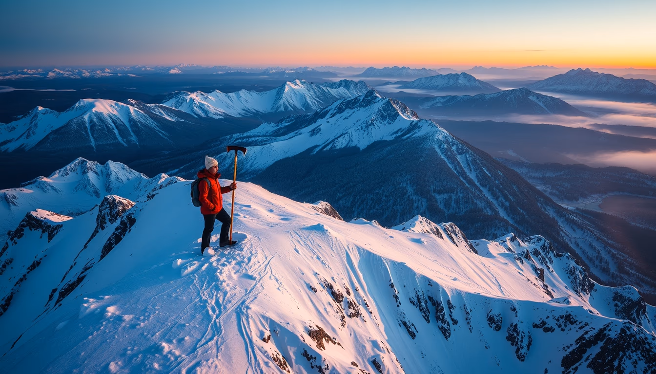 ice axe alpine in editorial style