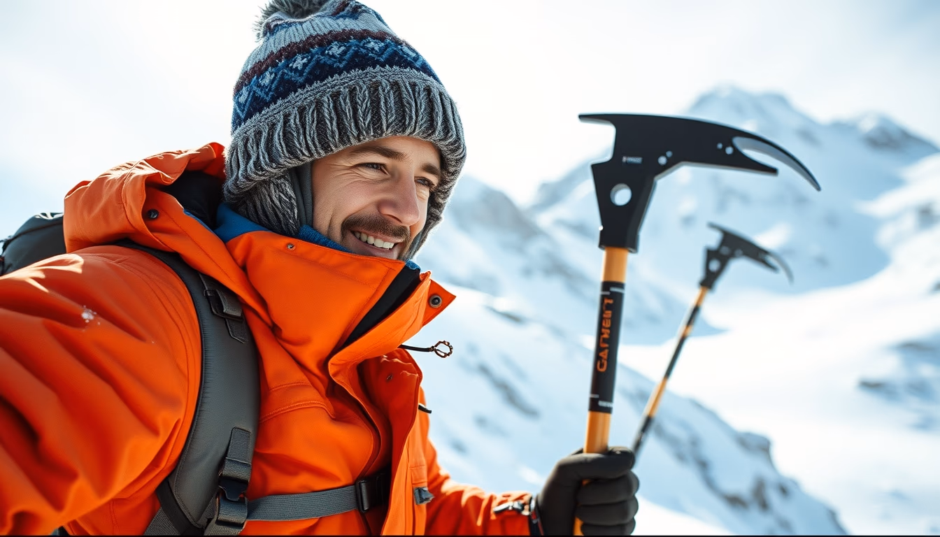 ice axe alpine in editorial style