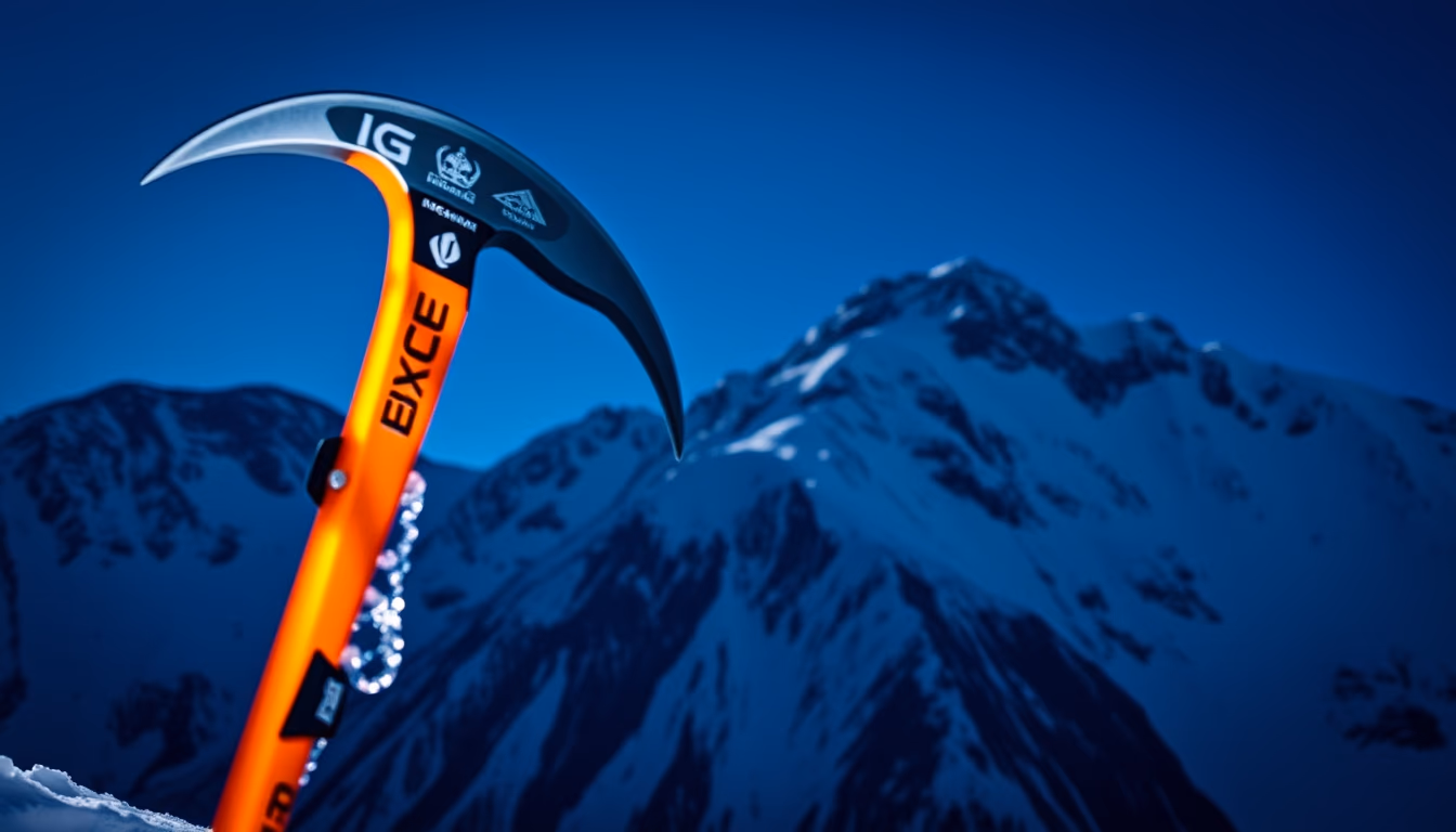 ice axe alpine in editorial style