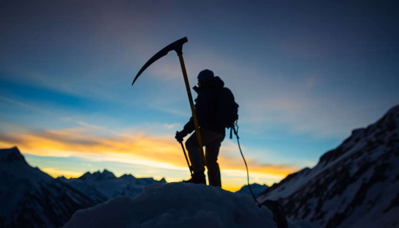 ice axe alpine in editorial style