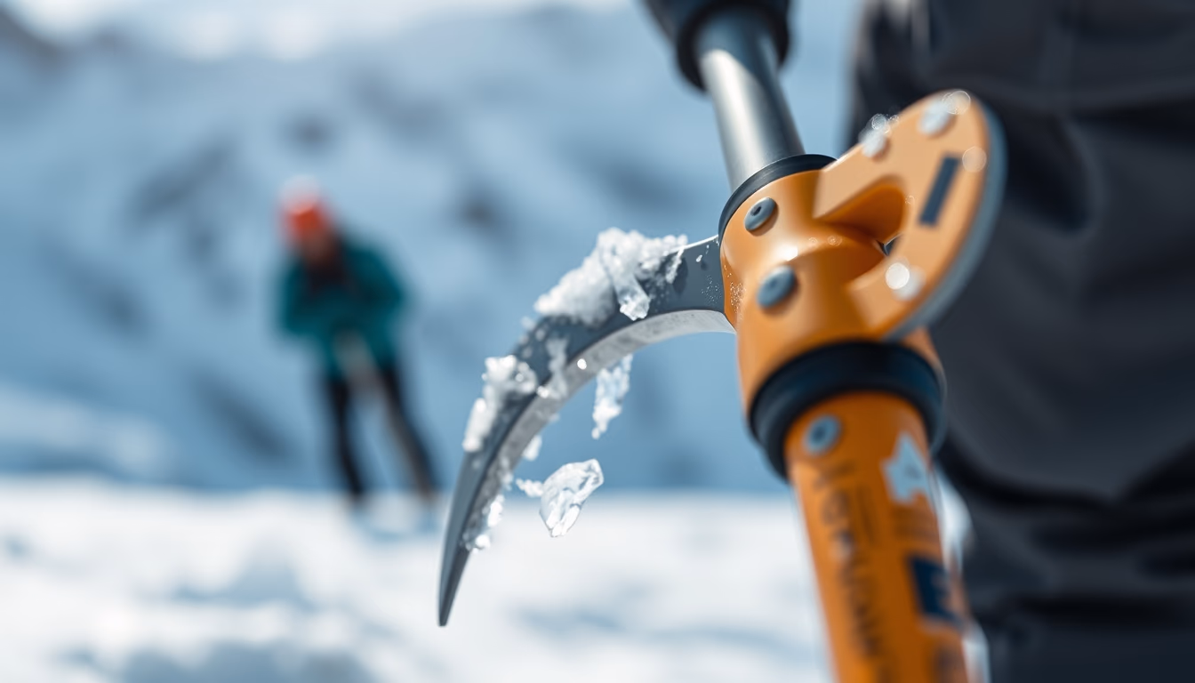 ice axe alpine in editorial style