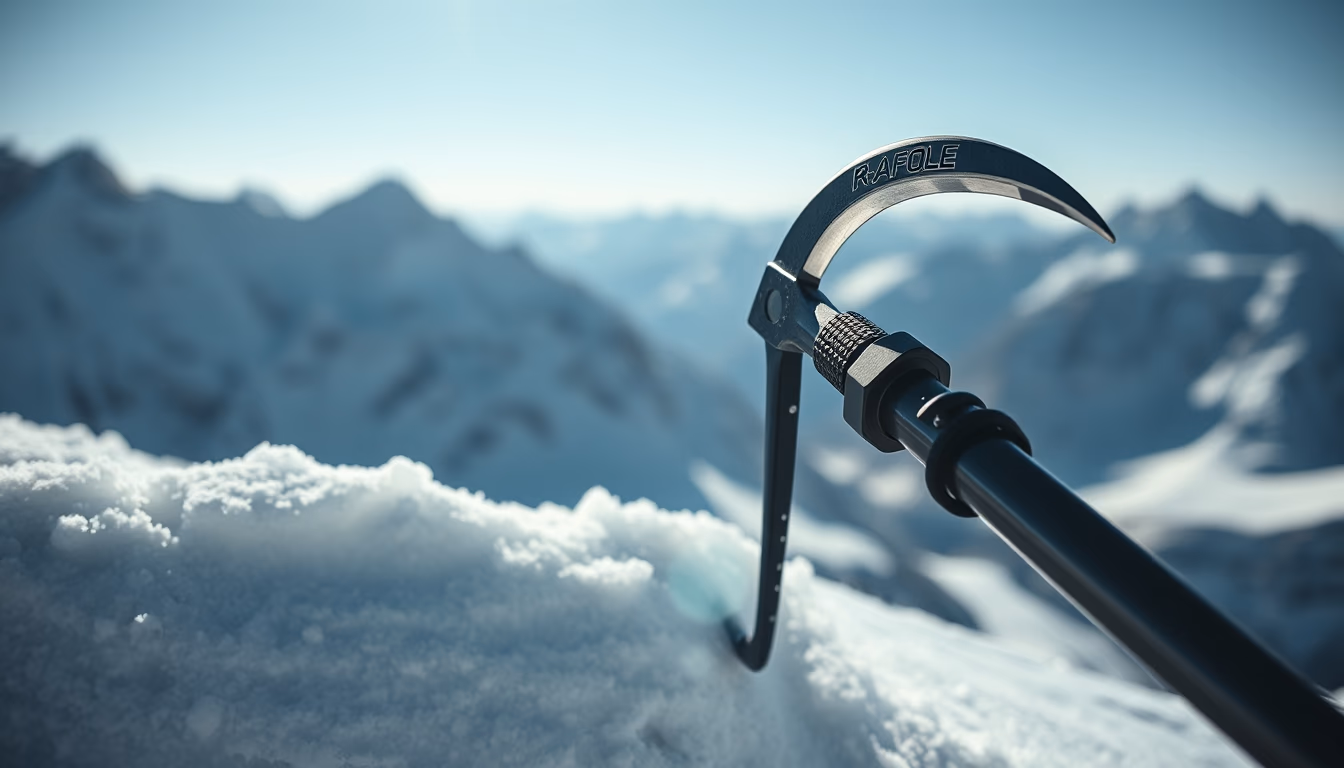 ice axe alpine in editorial style