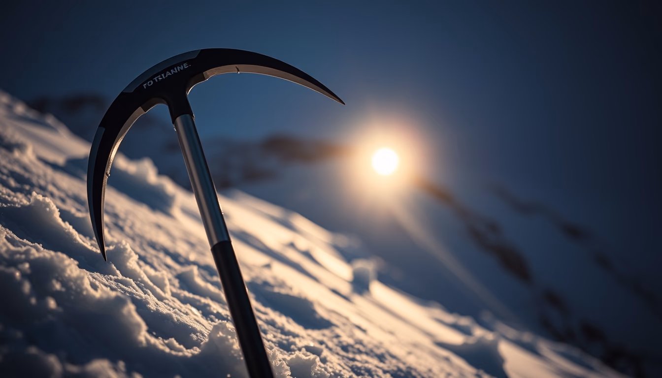 ice axe alpine in editorial style