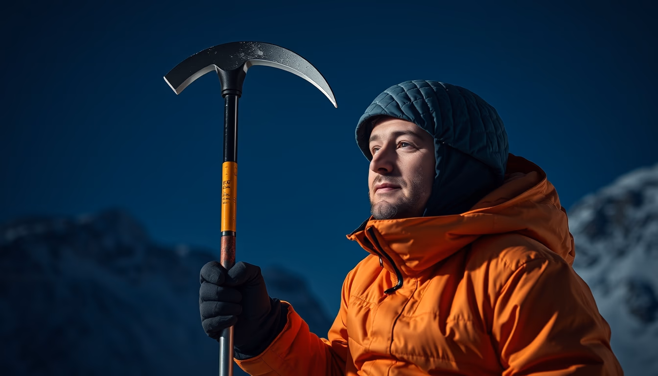 ice axe alpine in editorial style