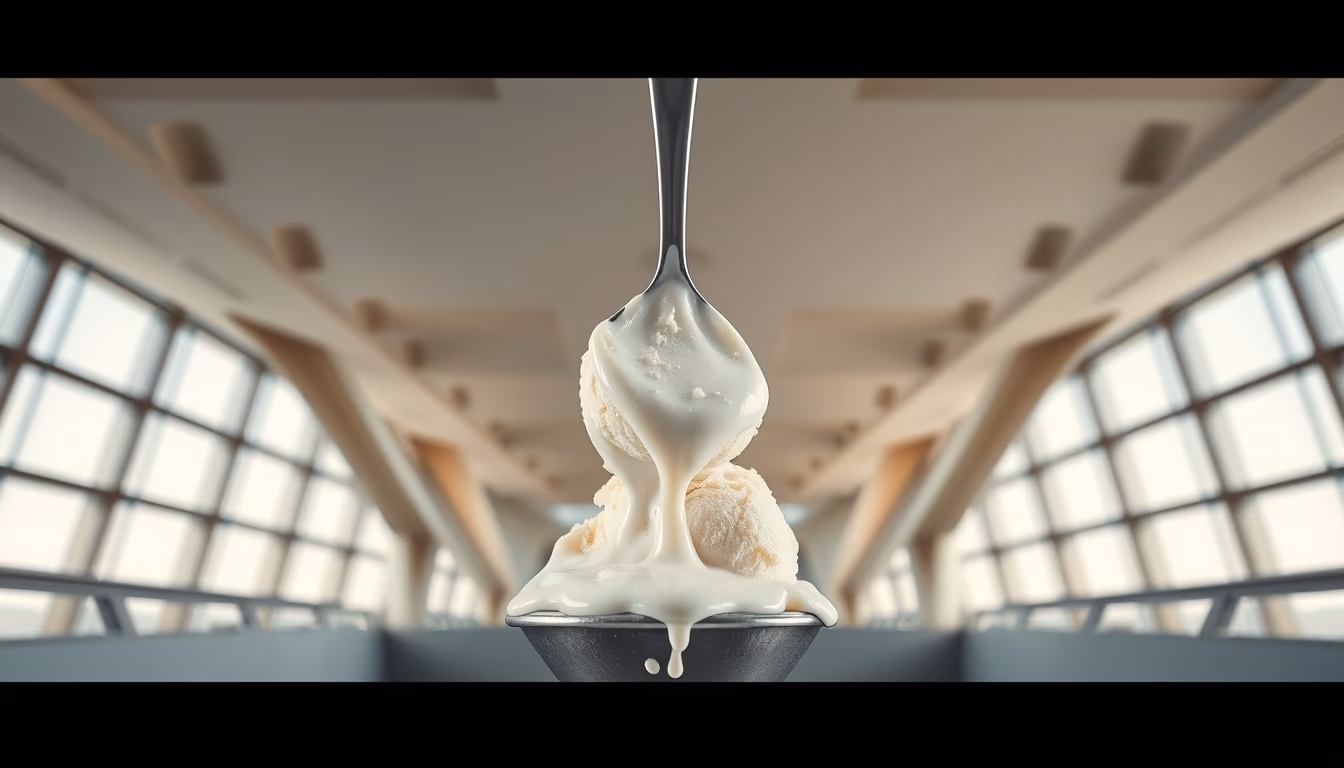 ice cream scoop melting in editorial style