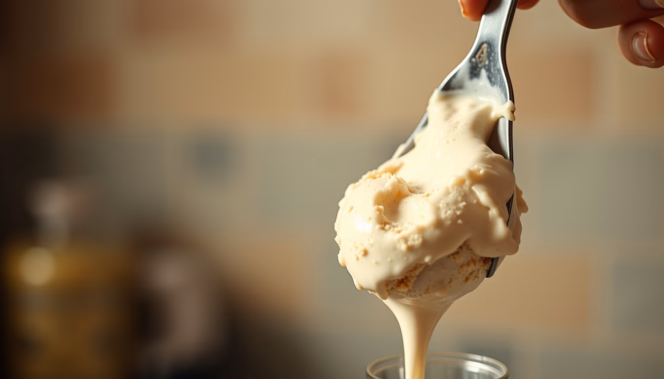 ice cream scoop melting in editorial style