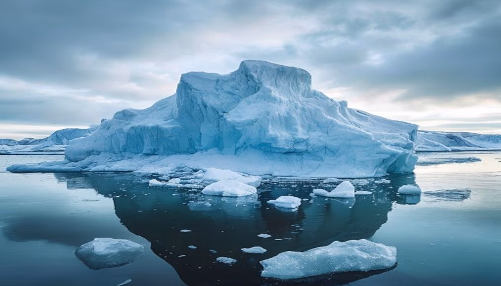iceberg breaking calving in editorial style
