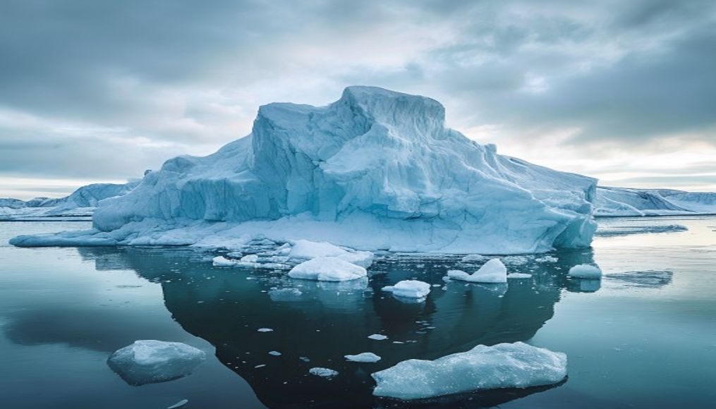 iceberg breaking calving in editorial style