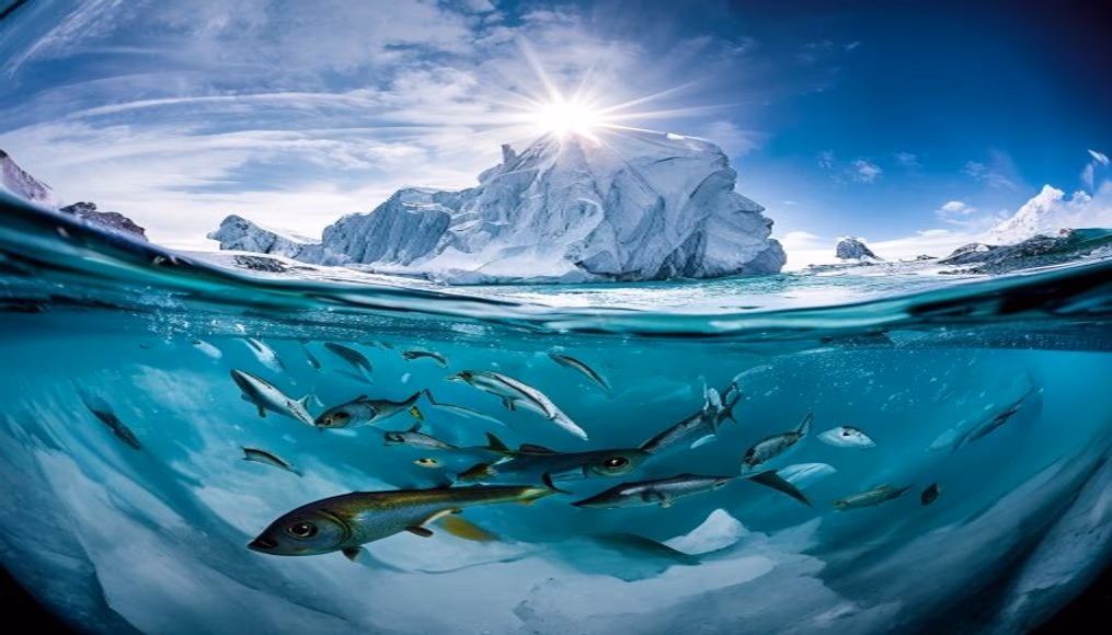 iceberg breaking calving in editorial style