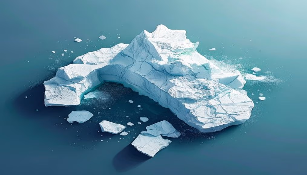 iceberg breaking calving in editorial style