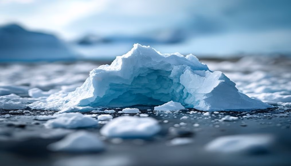 iceberg breaking calving in editorial style