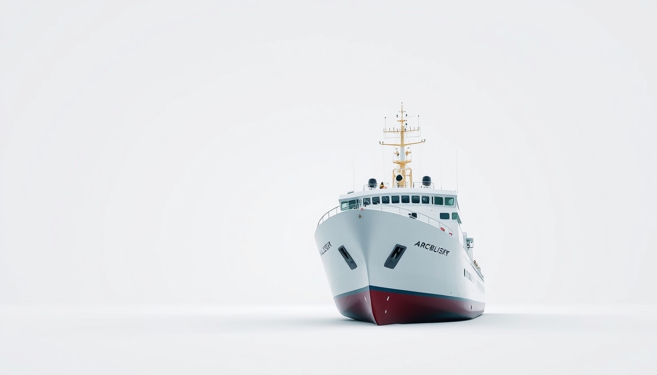 icebreaker arctic ship in editorial style